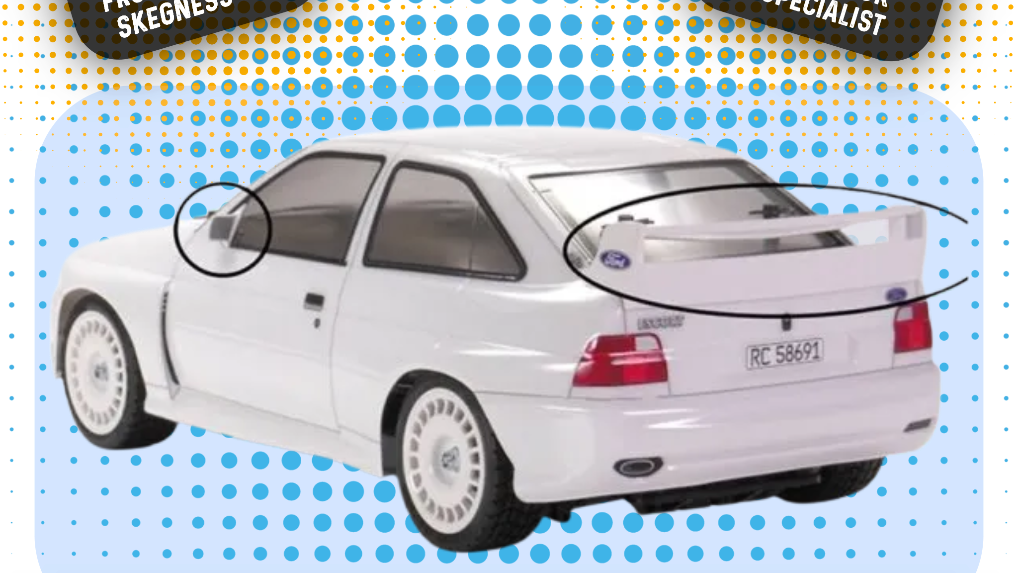 TAMIYA - Escort Cosworth Spoiler and Mirrors H Parts Set Item No. 9005564