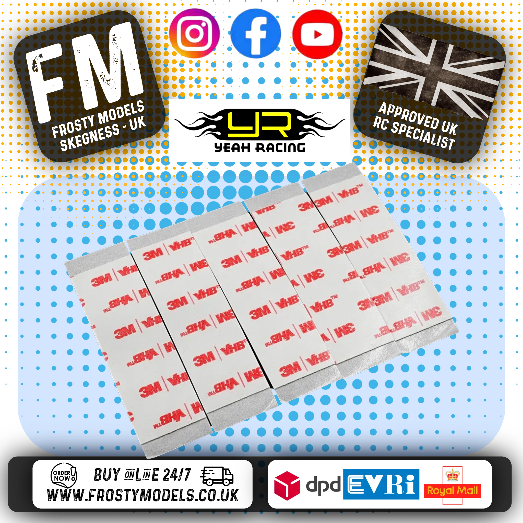 TAMIYA - 0.5mm Thin Double Sided Tape 5pcs (75mm x 25mm) - YA-0741