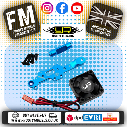 YEAH RACING - Aluminum Brace w/YA-0180 Tornado Motor Fan For Tamiya MB-01 BT-01 - TAMB-015BU