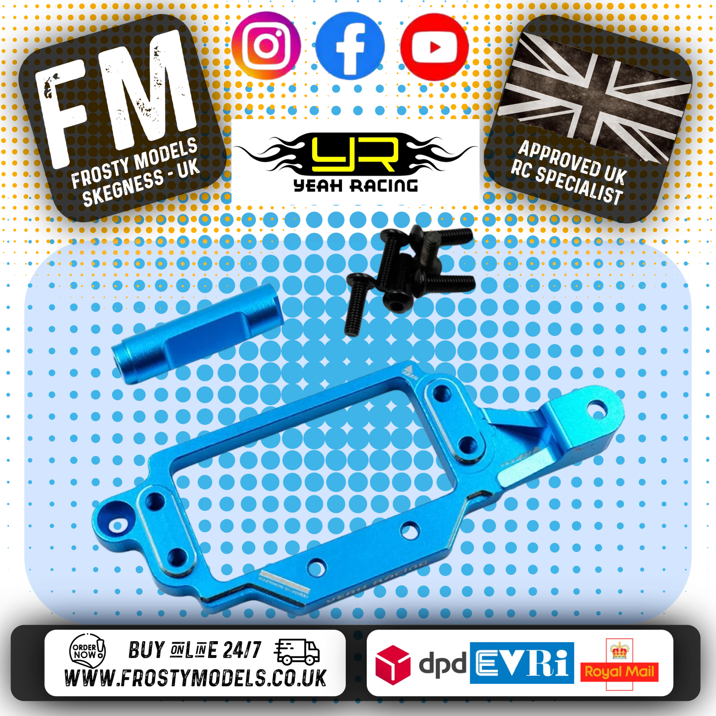 YEAH RACING - Aluminum Servo Mount For Tamiya MB-01 BT-01 - TAMB-010BU