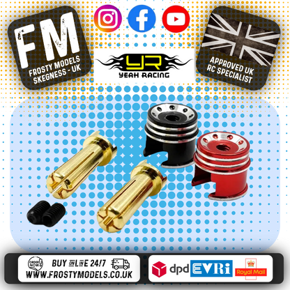 YEAH RACING - RC Heatsink 4mm Bullet Connectors (90degre Right Angle Plug) WPT-0159 (FITS UNDER EURO TRUCK BODY)