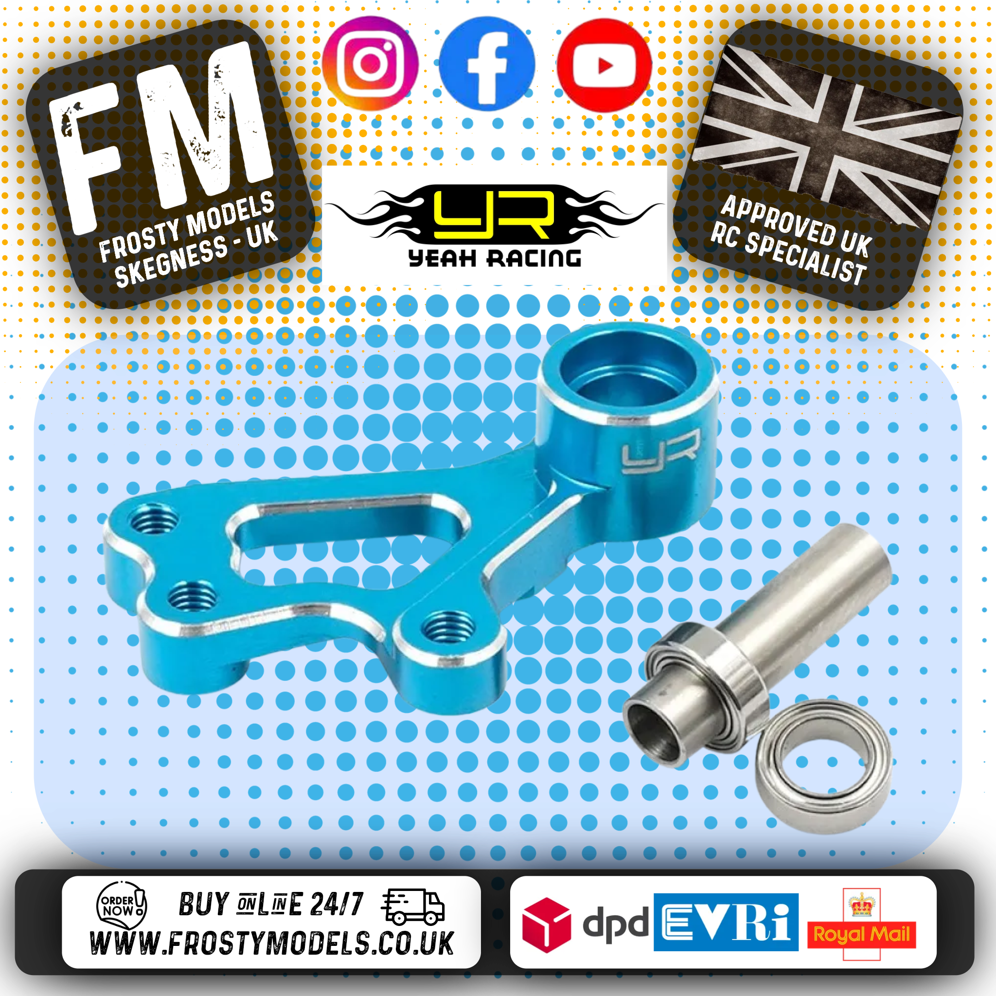 YEAH RACING - Aluminum Steering Arm Set For Tamiya GF01 G6-01 (KONG HEAD) - TAWR-030BU