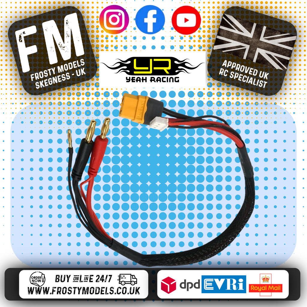 YEAH RACING - 35CM LONG RC CAR/BUGGY CHARGE XT60 LEAD TO 4MM & 2MM BALANCE 2S - WPT-0150