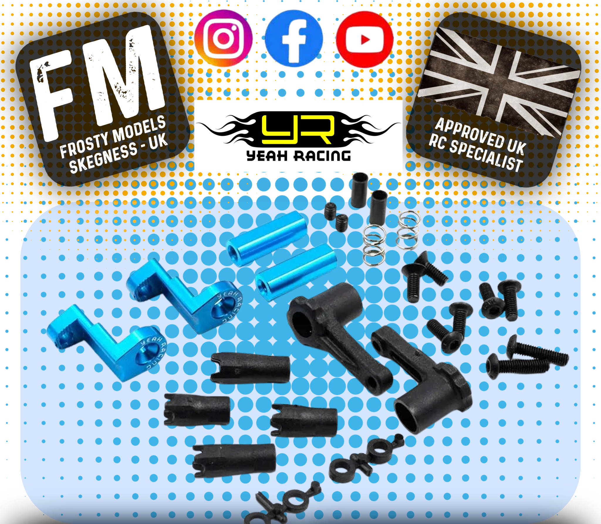 YEAH RACING - Aluminum 7075 Plastic Anti Tweak Battery Holder For Tamiya TT01 & TT02 - TATT-055BU