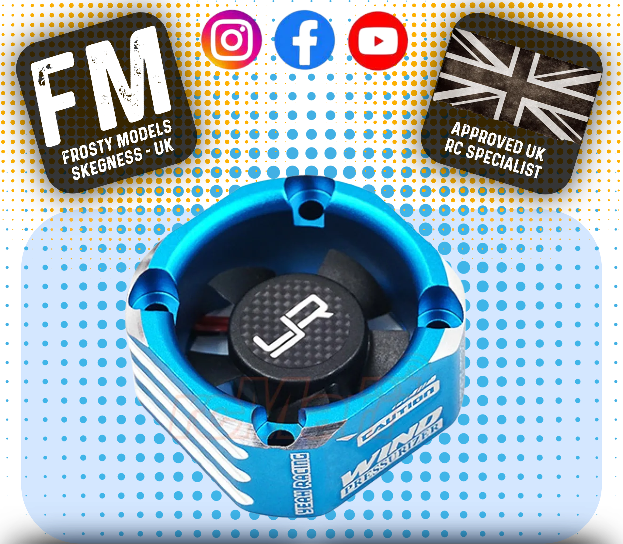 Yeah Racing - RC ALLOY 8.4V MAX Case 30mm Booster Cooling Fan BLUE - YA-0576BU