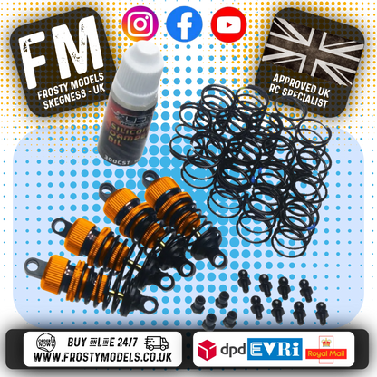 YEAH RACING - Alloy 50mm Damper Shocks Set 4pcs ORANGE (DSG-0050OR) Fits TT01E Euro Truck & M-Chassis)