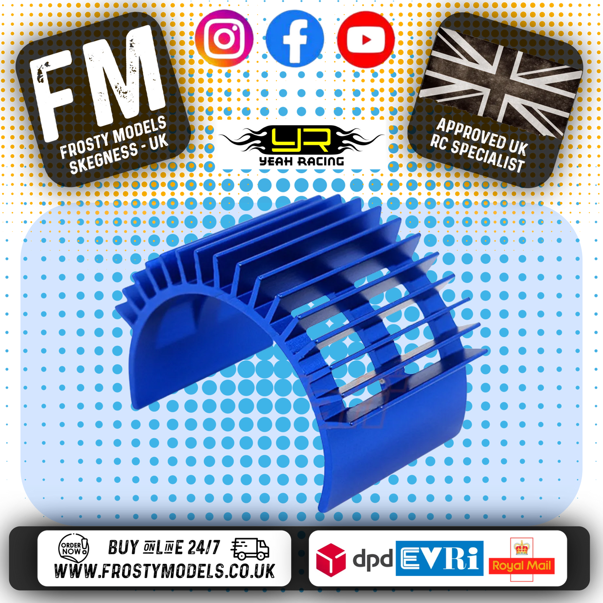 Yeah Racing - Aluminium 540 Motor Heat Sink Blue - YA-0130BU