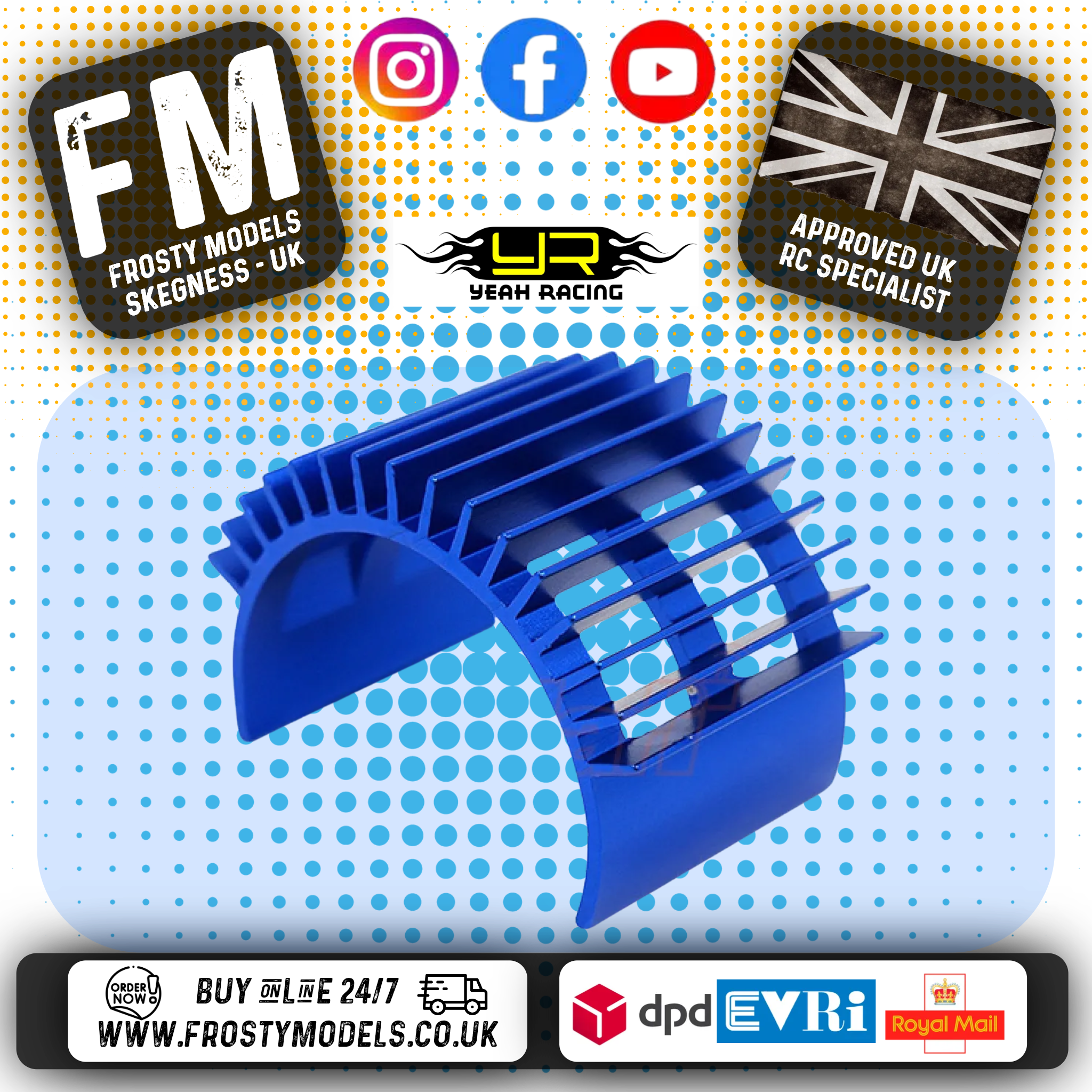 Yeah Racing - Aluminium 540 Motor Heat Sink Blue - YA-0130BU