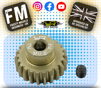 YEAH RACING - 23T Aluminum 7075 Hard Coated Motor Pinion 0.6 MOD (FITS TT01E & TT02 + MOST TAMIYA RC) MG-06P23T