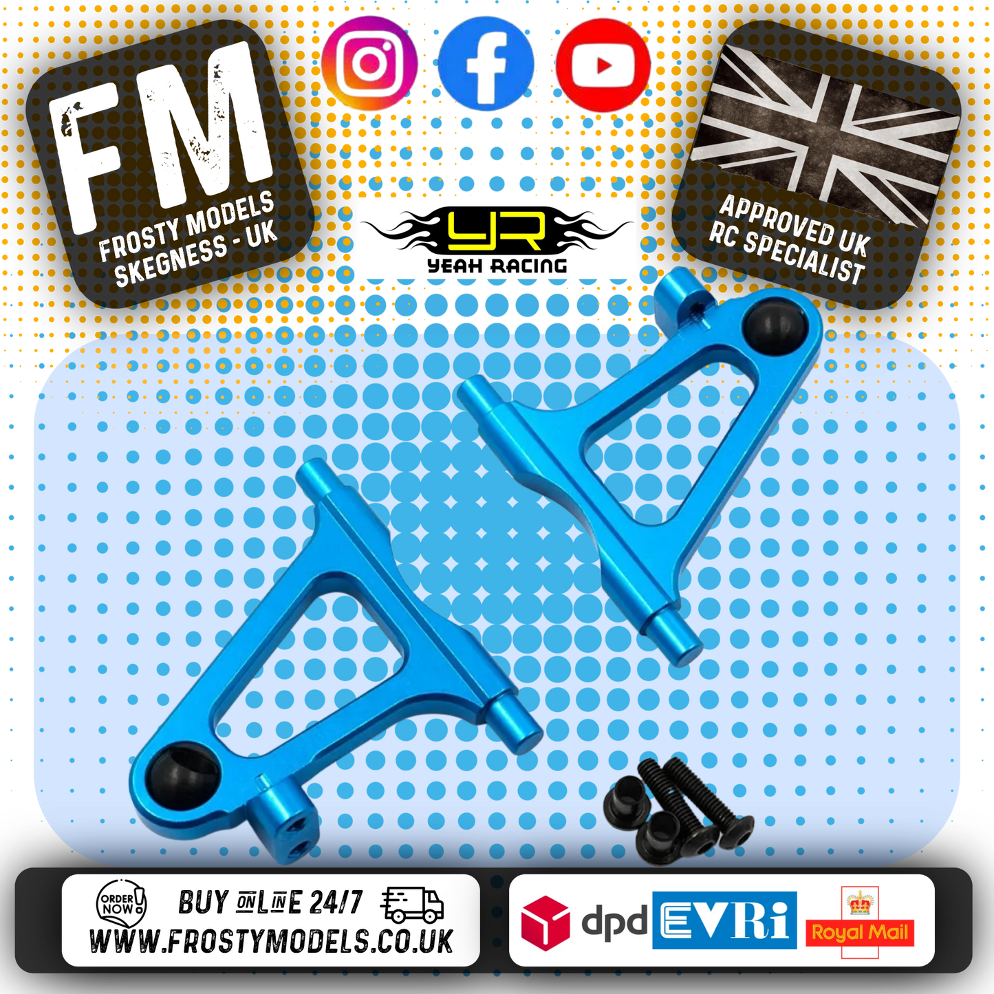 YEAH RACING - Aluminum Front Lower Arm Set For Tamiya TT02 - T02-001BU