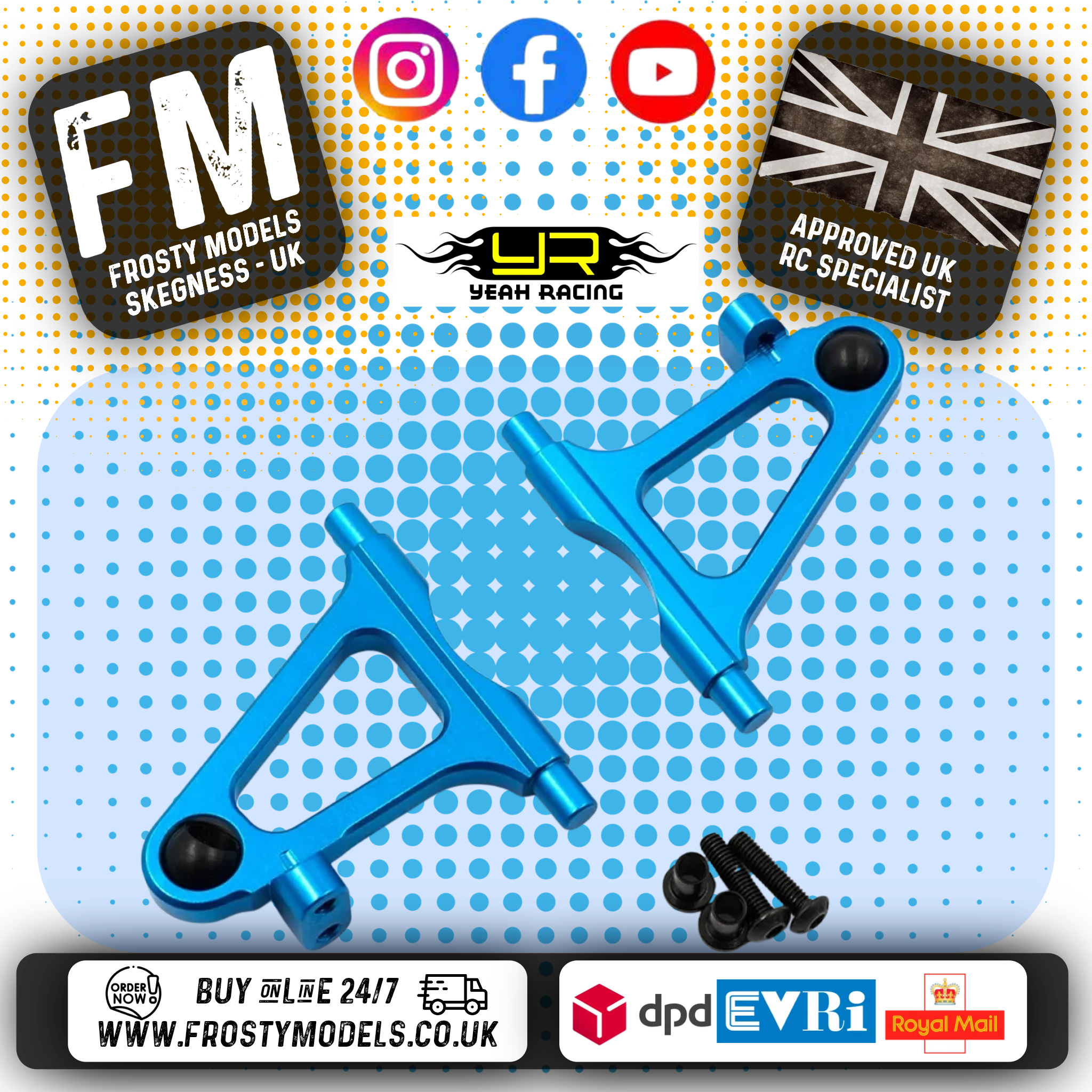 YEAH RACING - Aluminum Front Lower Arm Set For Tamiya TT02 - T02-001BU