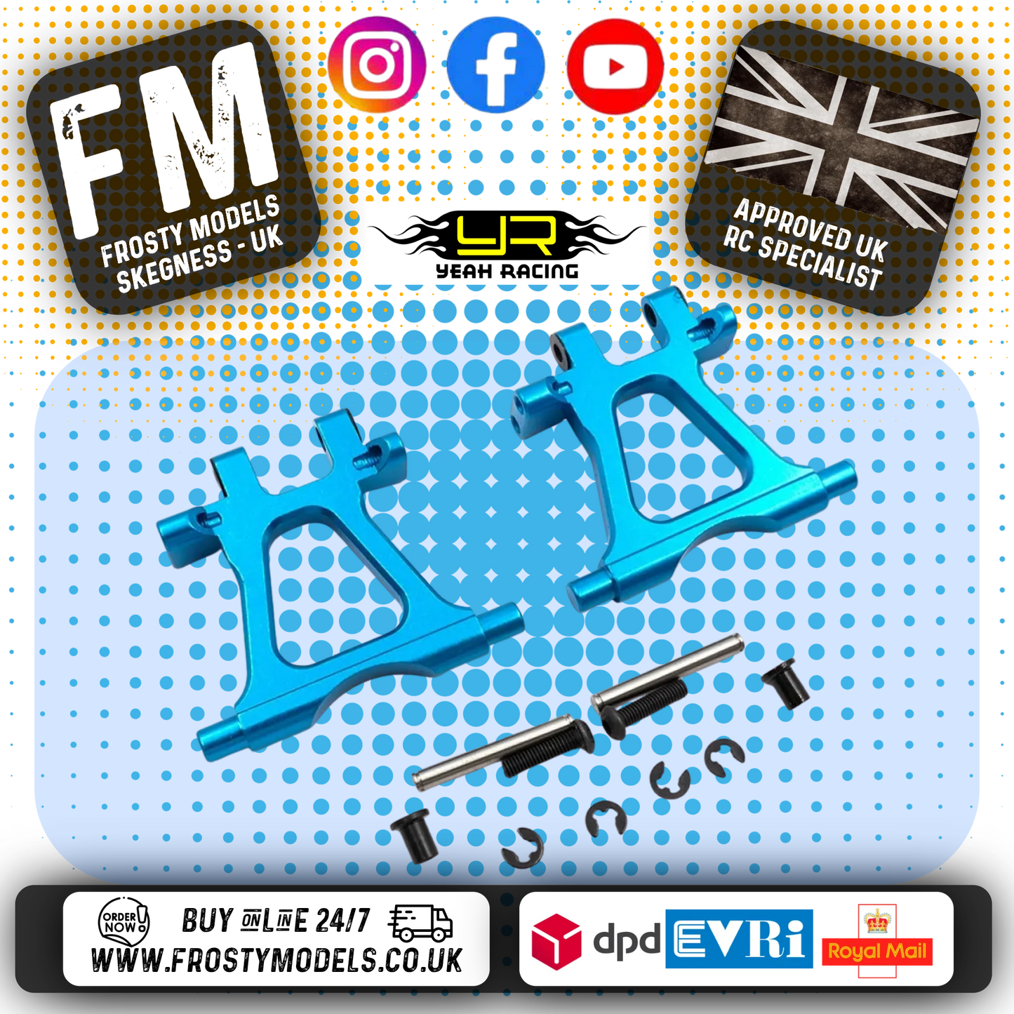 YEAH RACING - Aluminum Rear Lower Arm Set For Tamiya TT02 - TT02-002BU