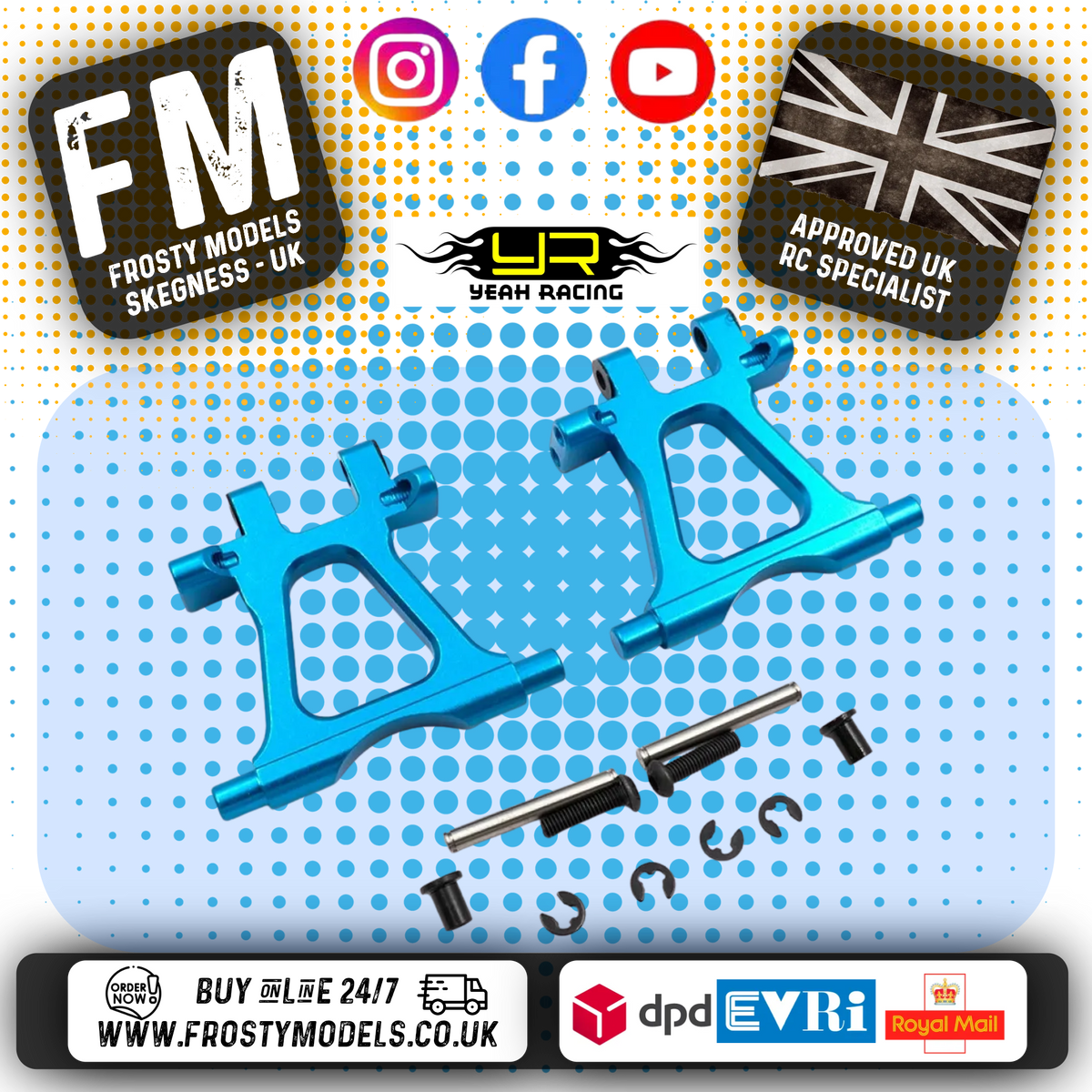 YEAH RACING - Aluminum Rear Lower Arm Set For Tamiya TT02 - TT02-002BU