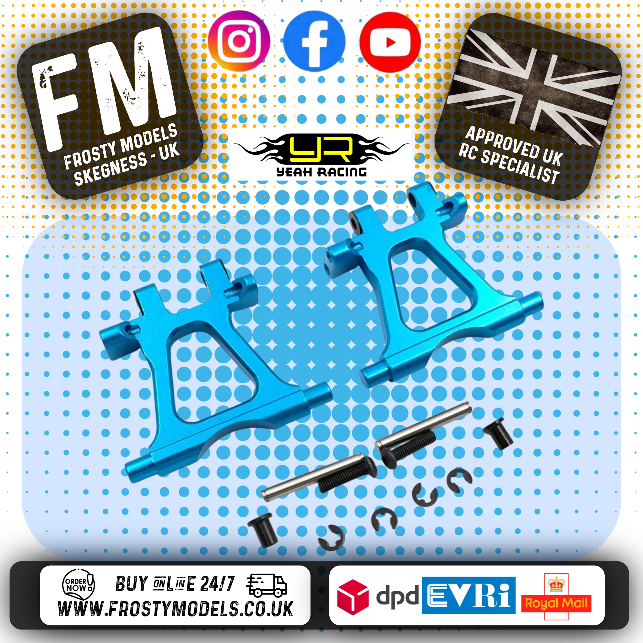 YEAH RACING - Aluminum Rear Lower Arm Set For Tamiya TT02 - TT02-002BU