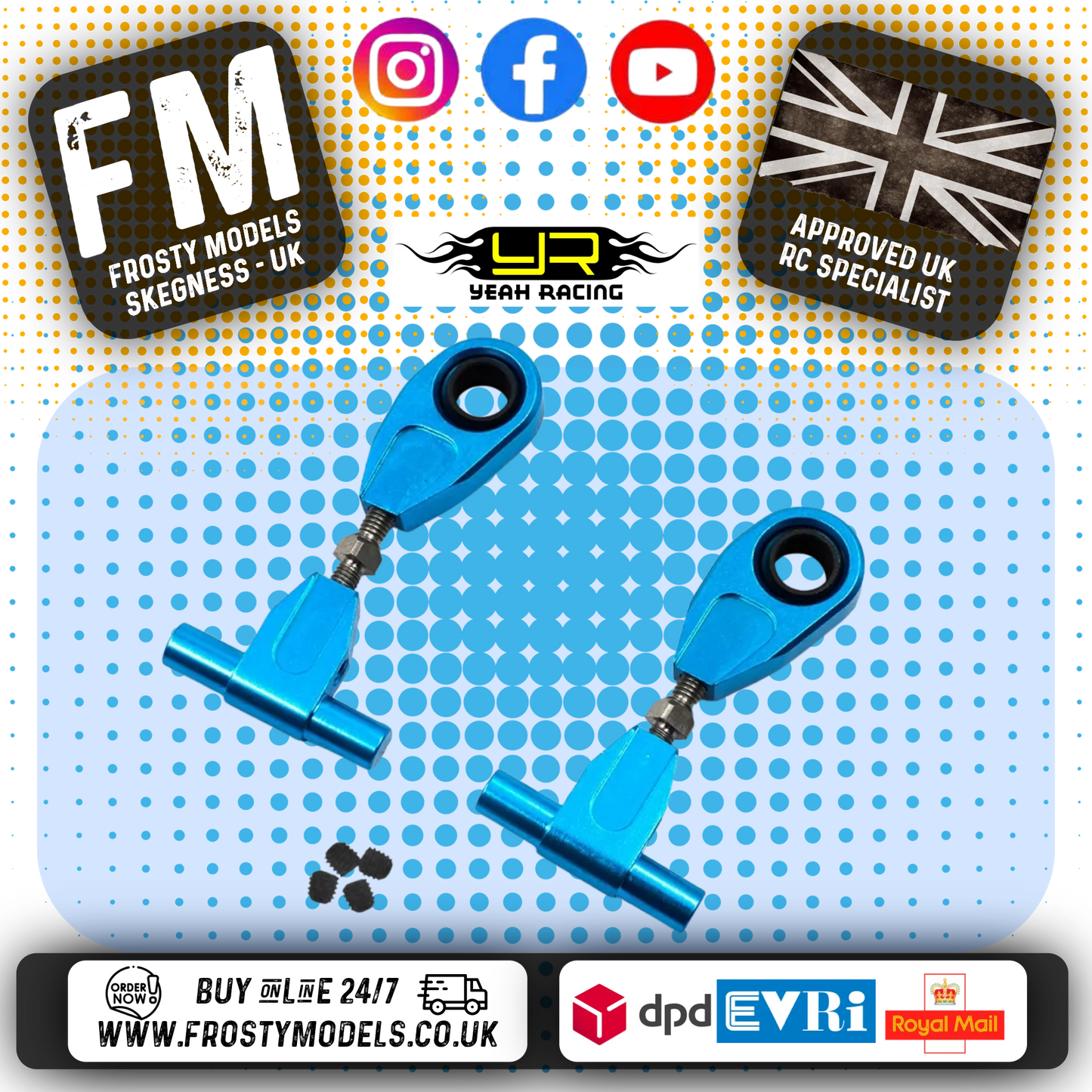 YEAH RACING - Aluminum Adjustable Front Upper Arm Set For Tamiya TT02 - TT02-003BU
