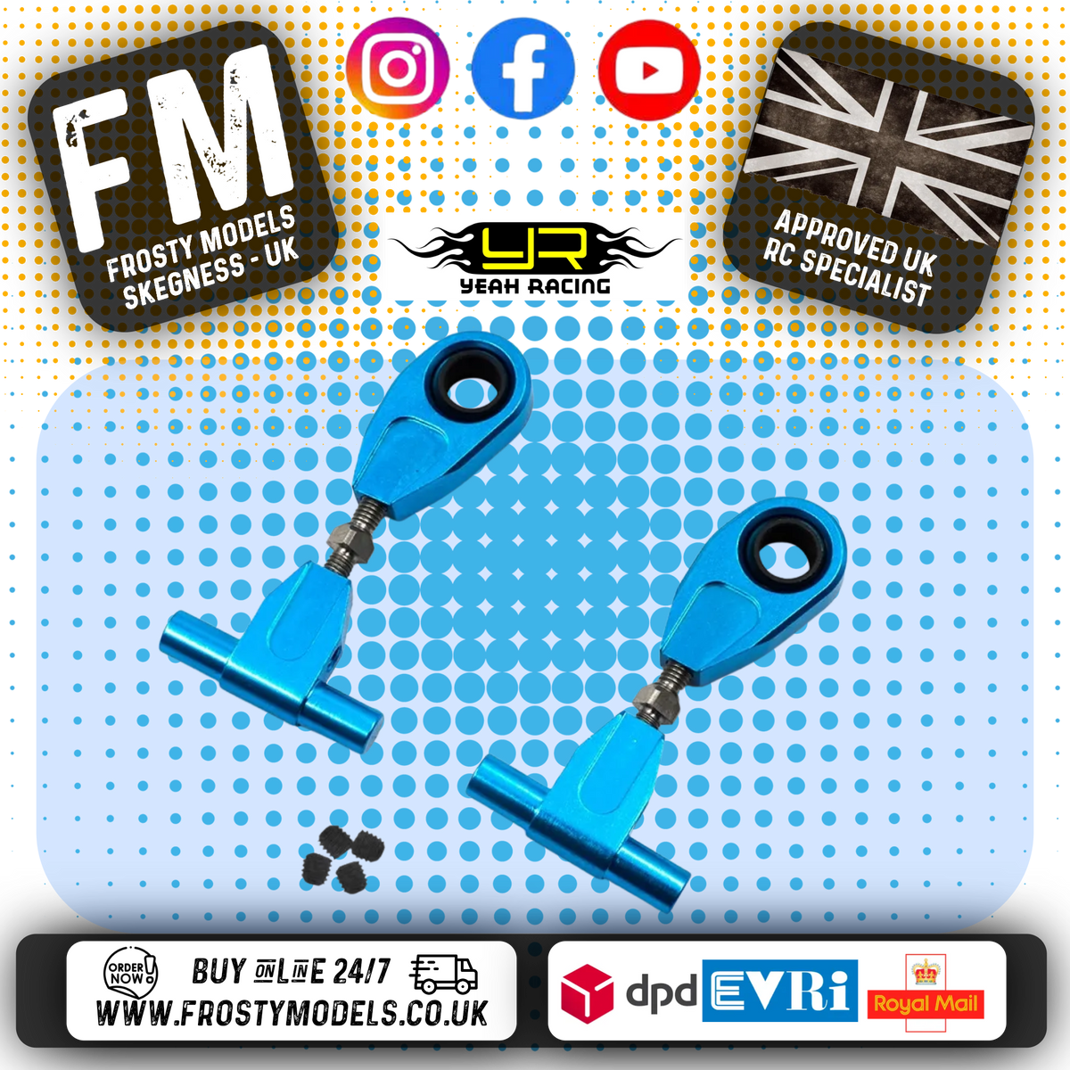 YEAH RACING - Aluminum Adjustable Front Upper Arm Set For Tamiya TT02 - TT02-003BU