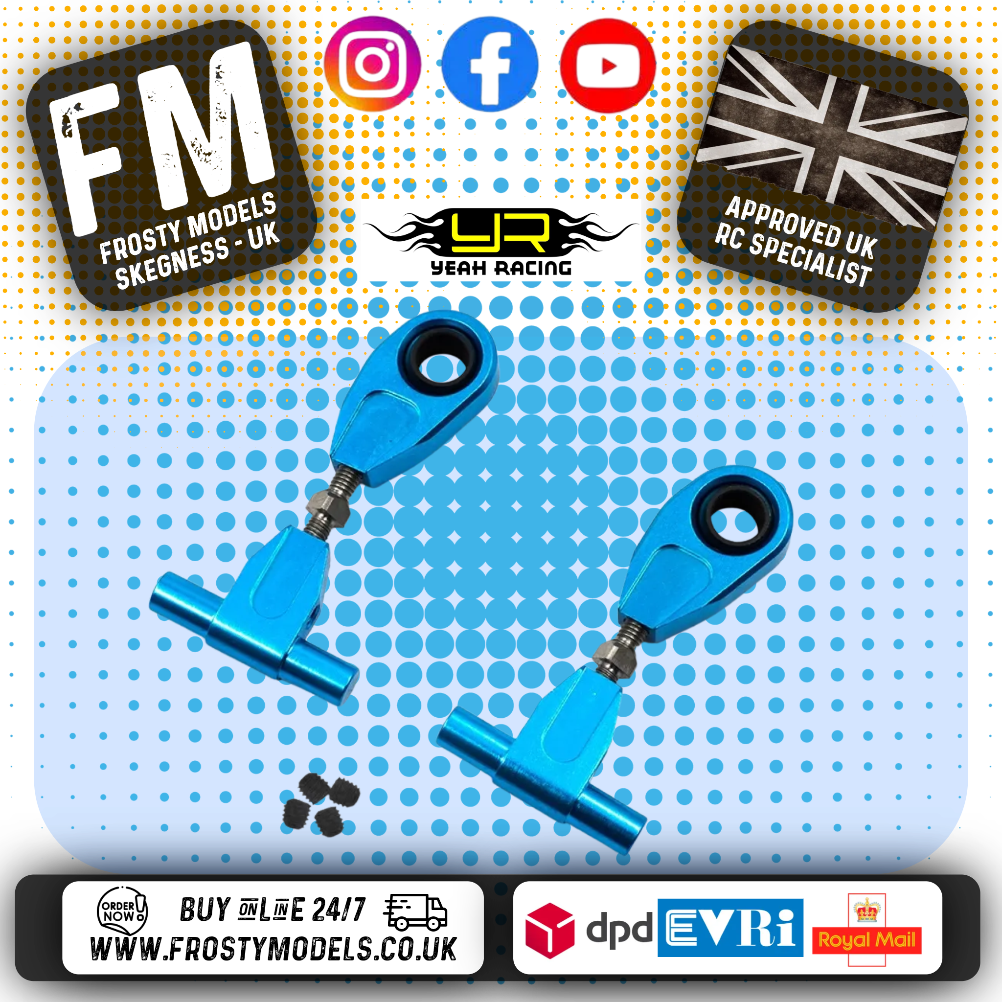 YEAH RACING - Aluminum Adjustable Front Upper Arm Set For Tamiya TT02 - TT02-003BU