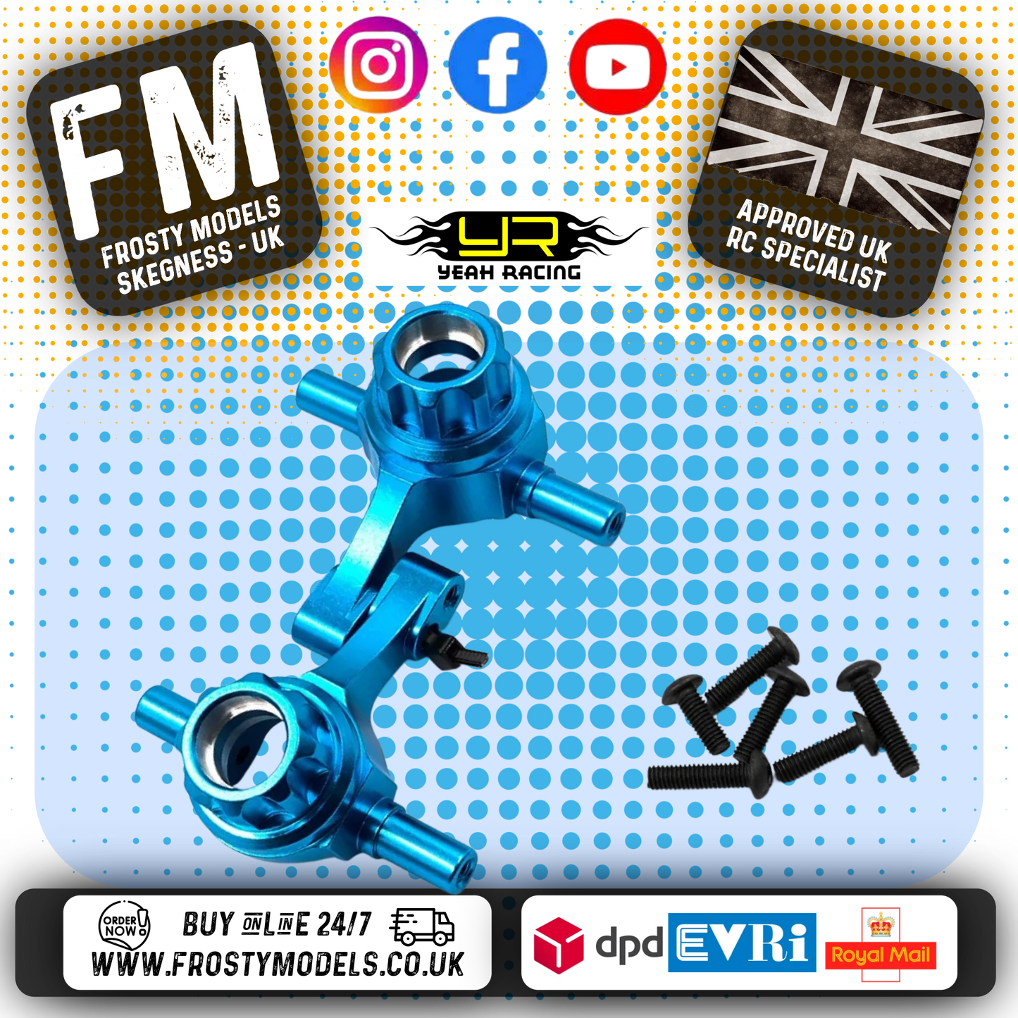 YEAH RACING - Aluminum Front Knuckle Arm Set For Tamiya TT02 - TT02-006BU