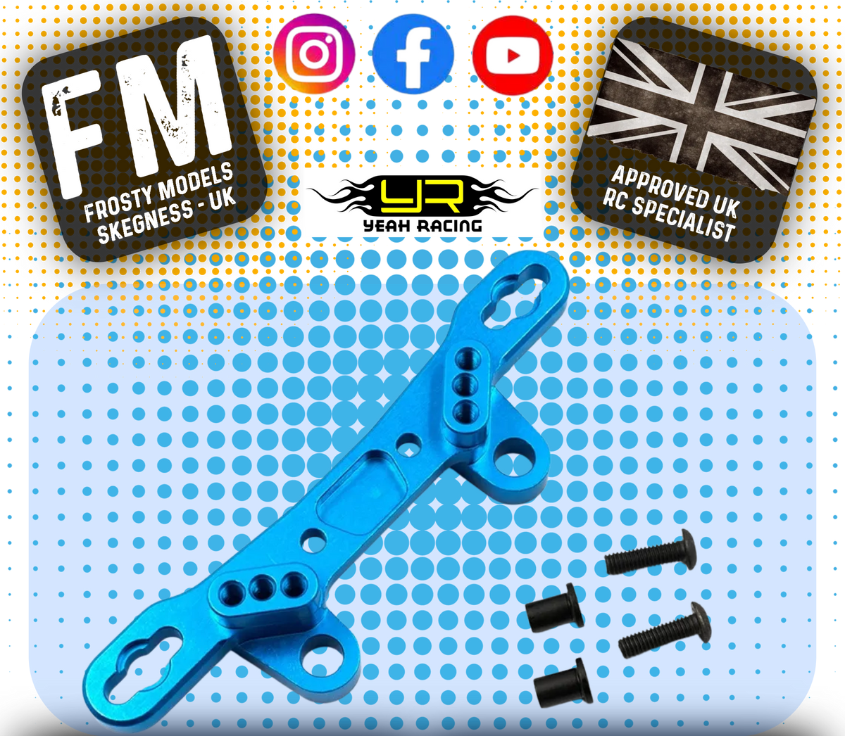 YEAH RACING - Aluminum Front / Rear Damper Stay For Tamiya TT02 - TT02-008BU