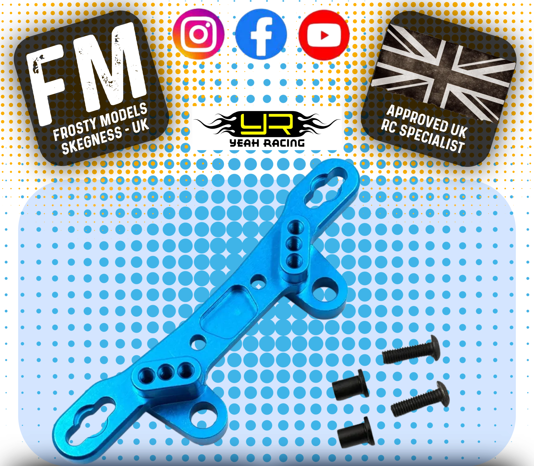 YEAH RACING - Aluminum Front / Rear Damper Stay For Tamiya TT02 - TT02-008BU