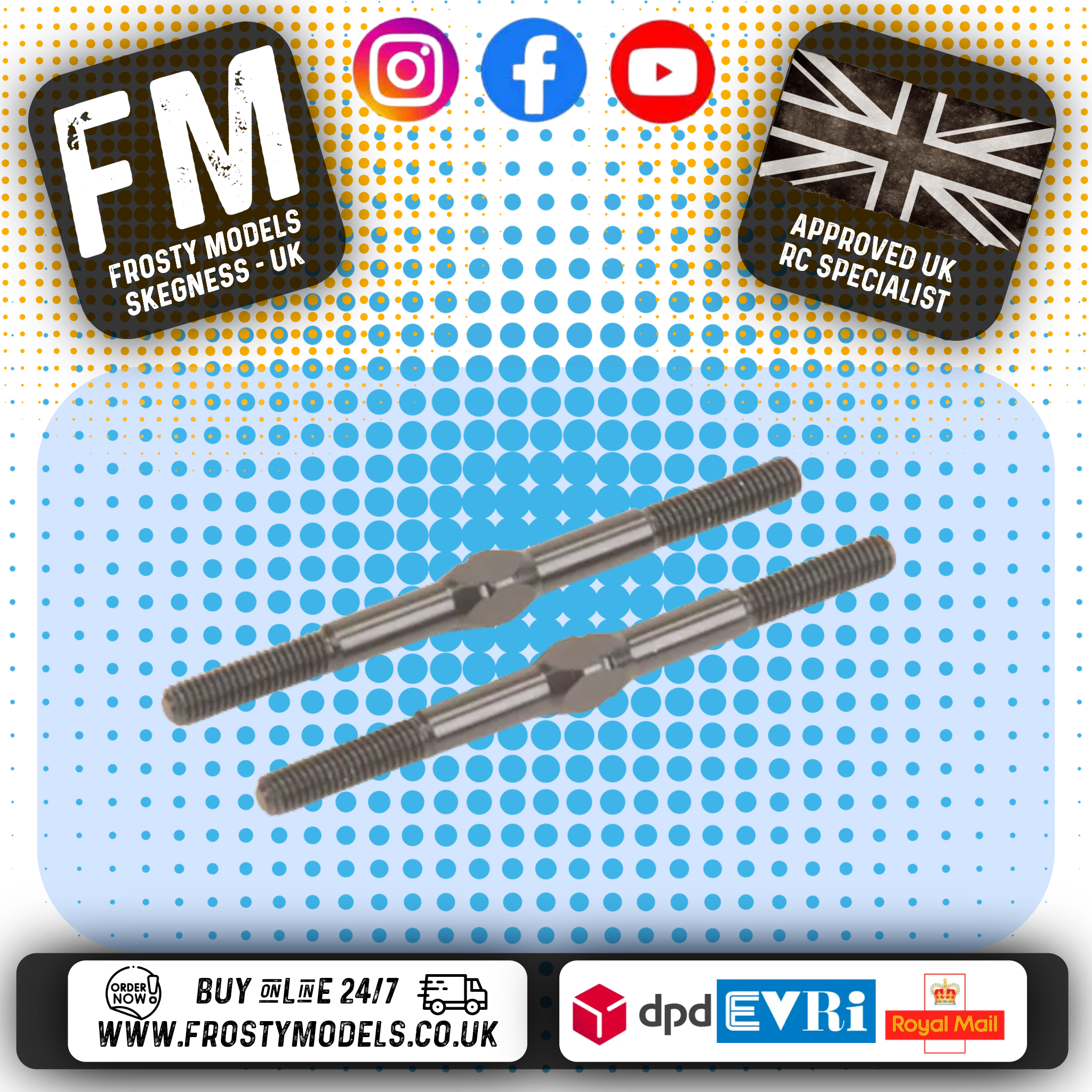 SCHUMACHER - Alloy M3 Turnbuckle - 45mm Long - Black (1 Pair) - U8265