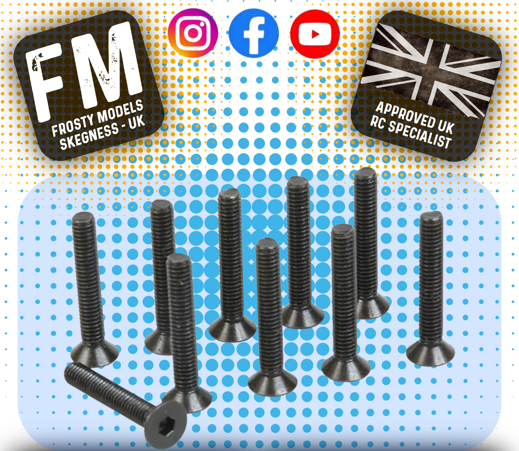 SCHUMACHER RC - (BLACK) M4 Countersunk Head Bolts 25mm x5, 30mm x5 (10pc)- U3455