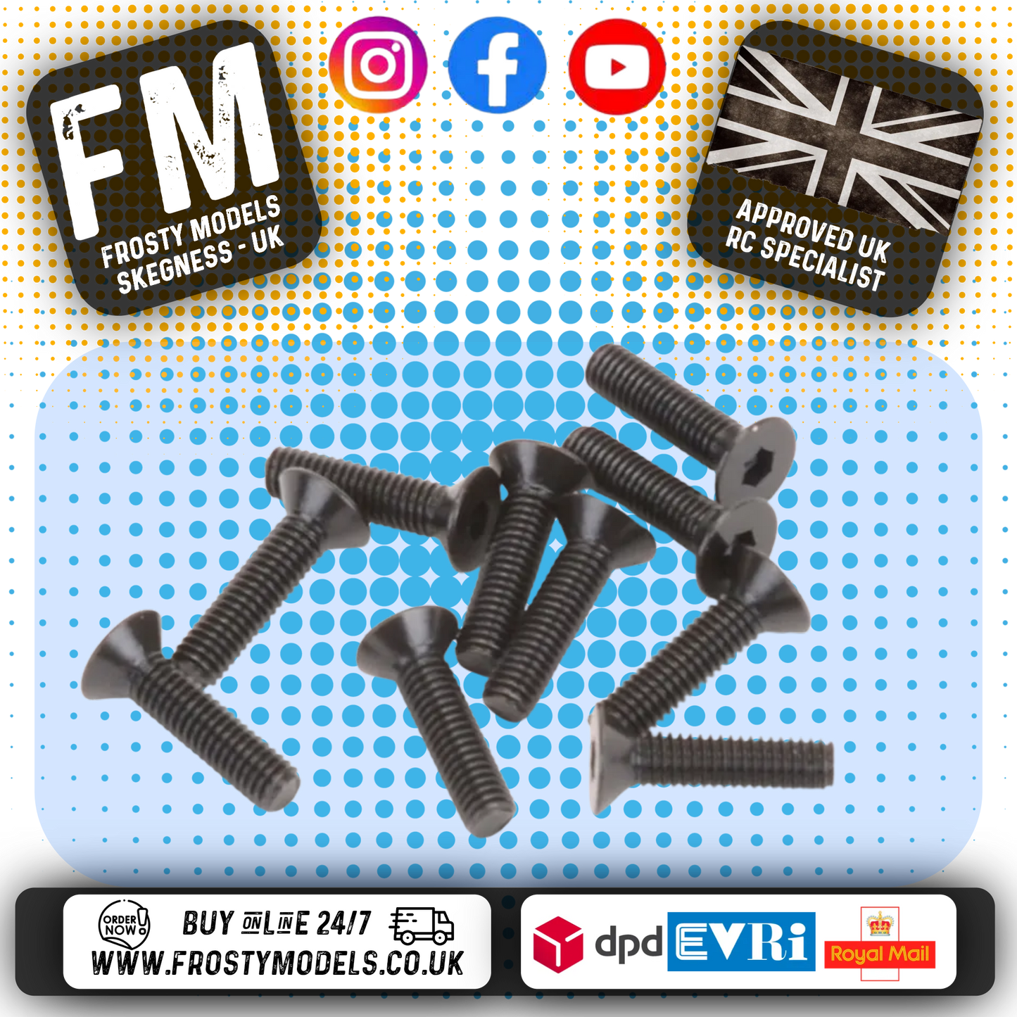 SCHUMACHER RC - (BLACK) M3 Countersunk Head Bolts 12mm (pk10) U7122