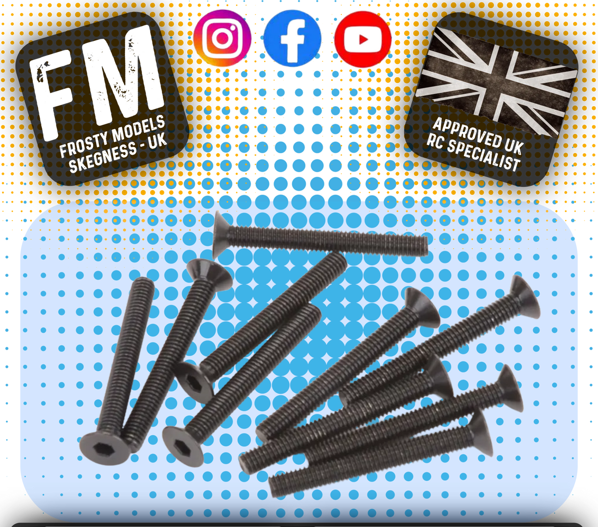 SCHUMACHER RC - (BLACK) M3 Countersunk Head Bolts 25mm (10PCS) - U7125