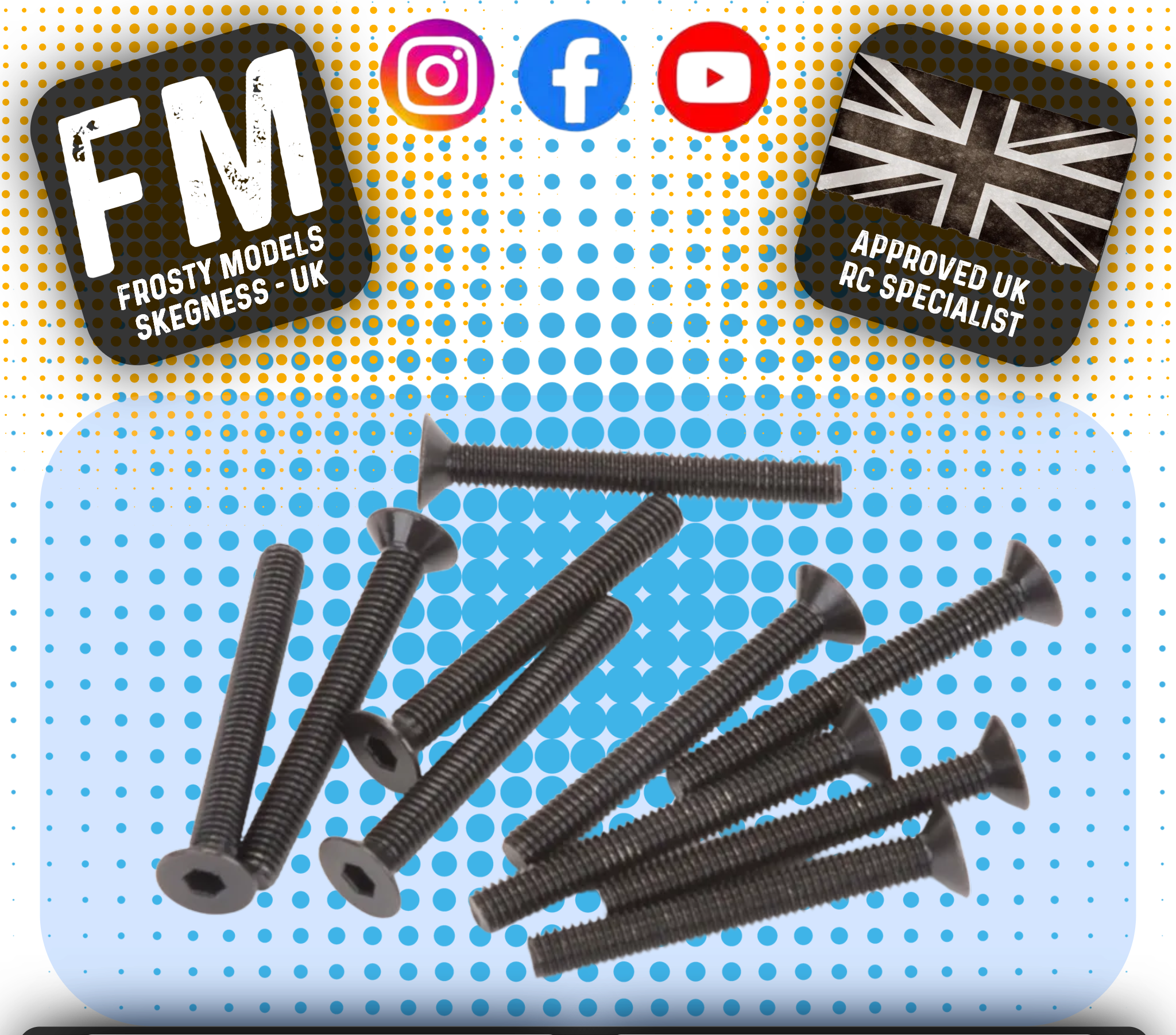 SCHUMACHER RC - (BLACK) M3 Countersunk Head Bolts 25mm (10PCS) - U7125