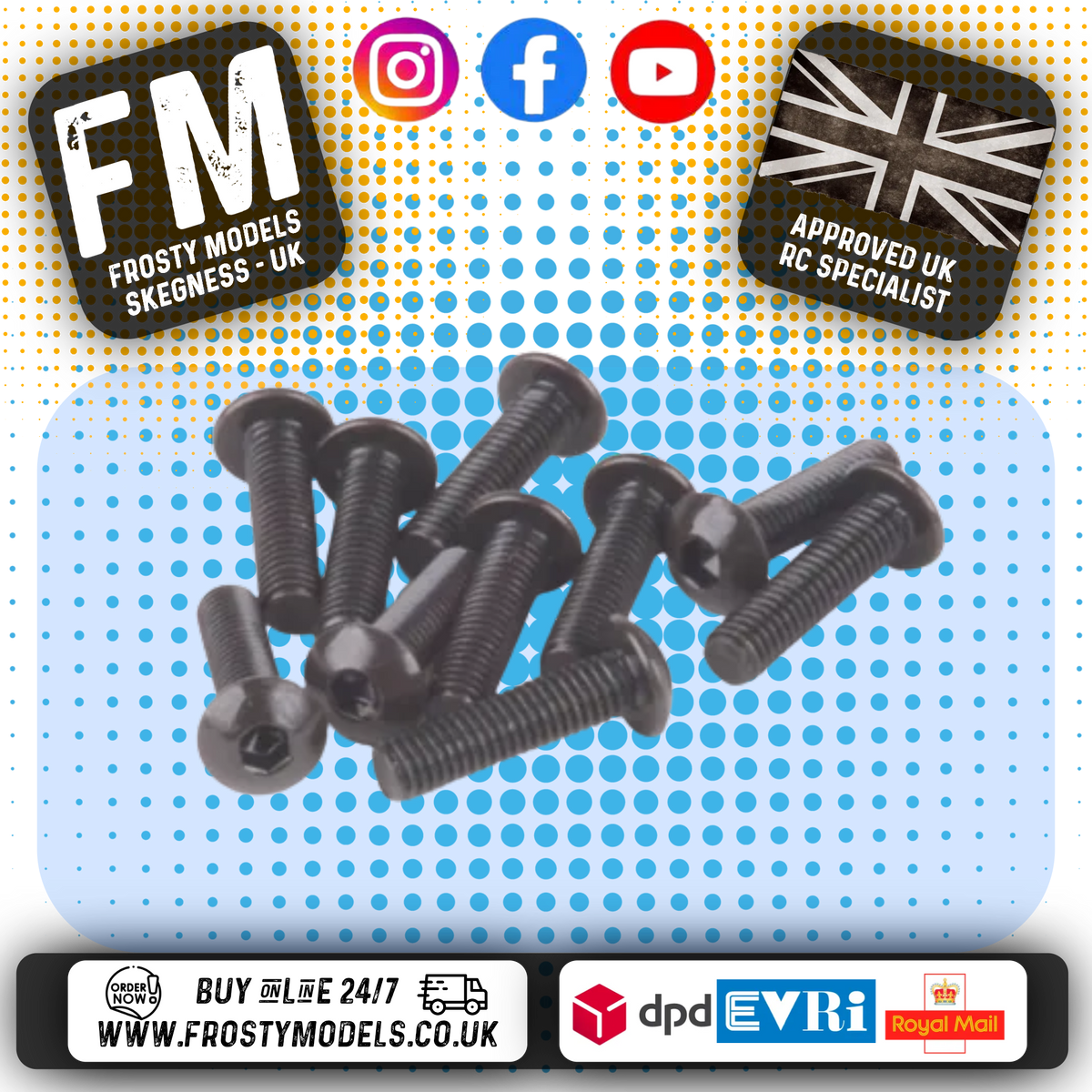 SCHUMACHER RC - (BLACK) M3 Button Head Bolts 12mm (10PCS) - U7106
