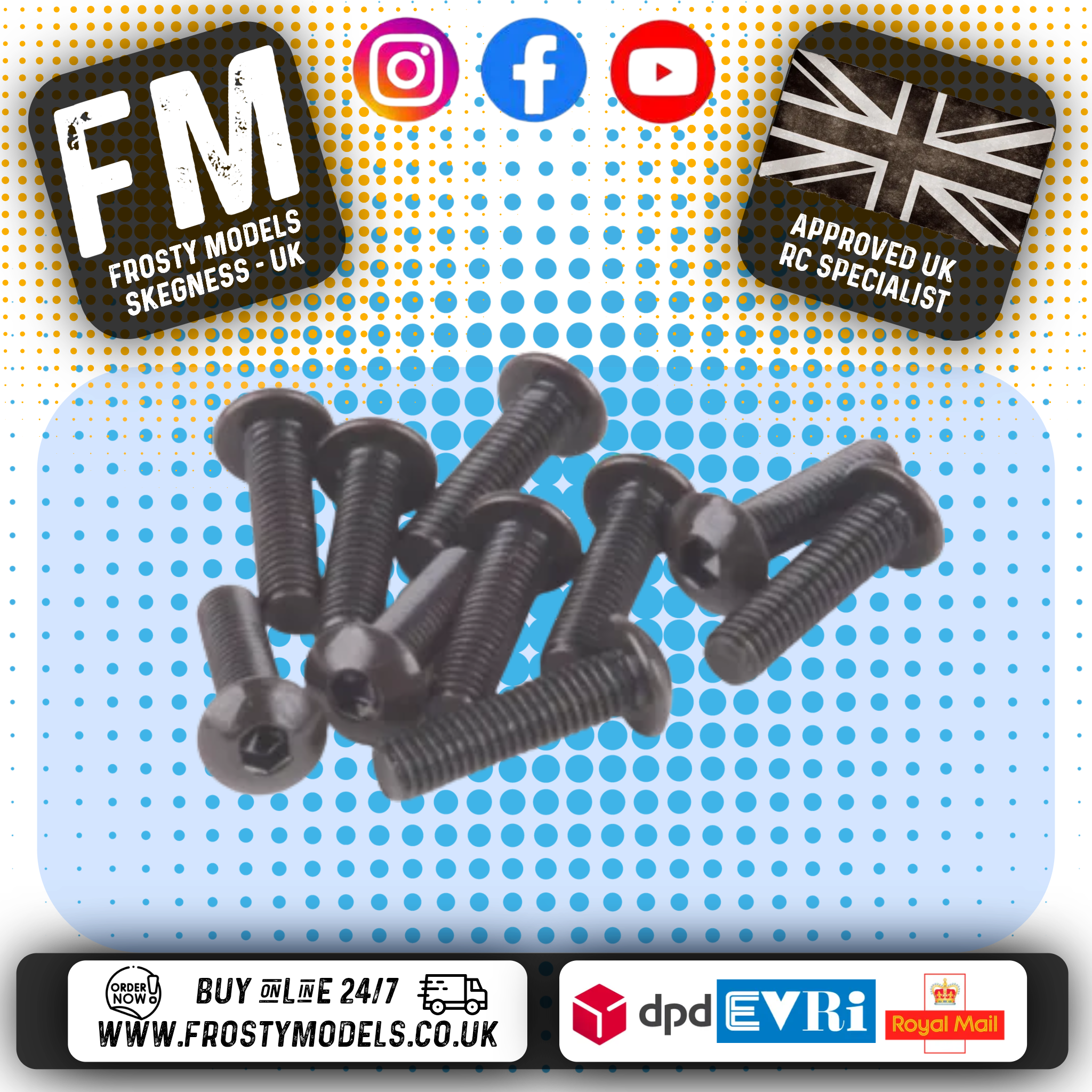 SCHUMACHER RC - (BLACK) M3 Button Head Bolts 12mm (10PCS) - U7106