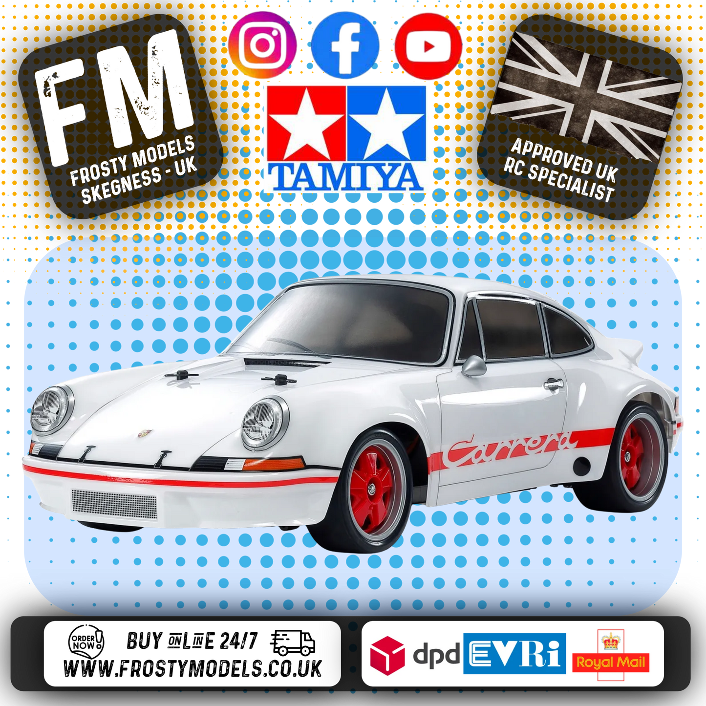 TAMIYA 58740 - 911 Carrera RSR 2.8 Clear Body (BT-01) (INC'S MOTOR & ESC ONLY)