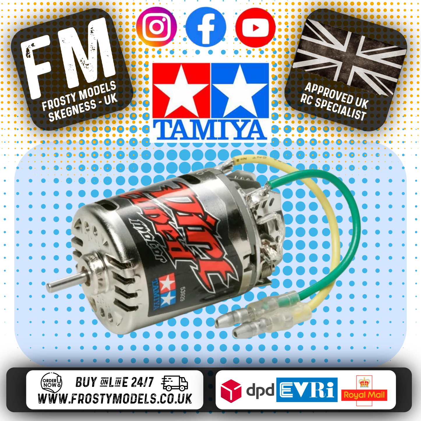 TAMIYA 53929 - RC DIRT TUNED MOTOR 27T BRUSHED 540 TYPE - RPM 17,000 (REBUILDABLE)
