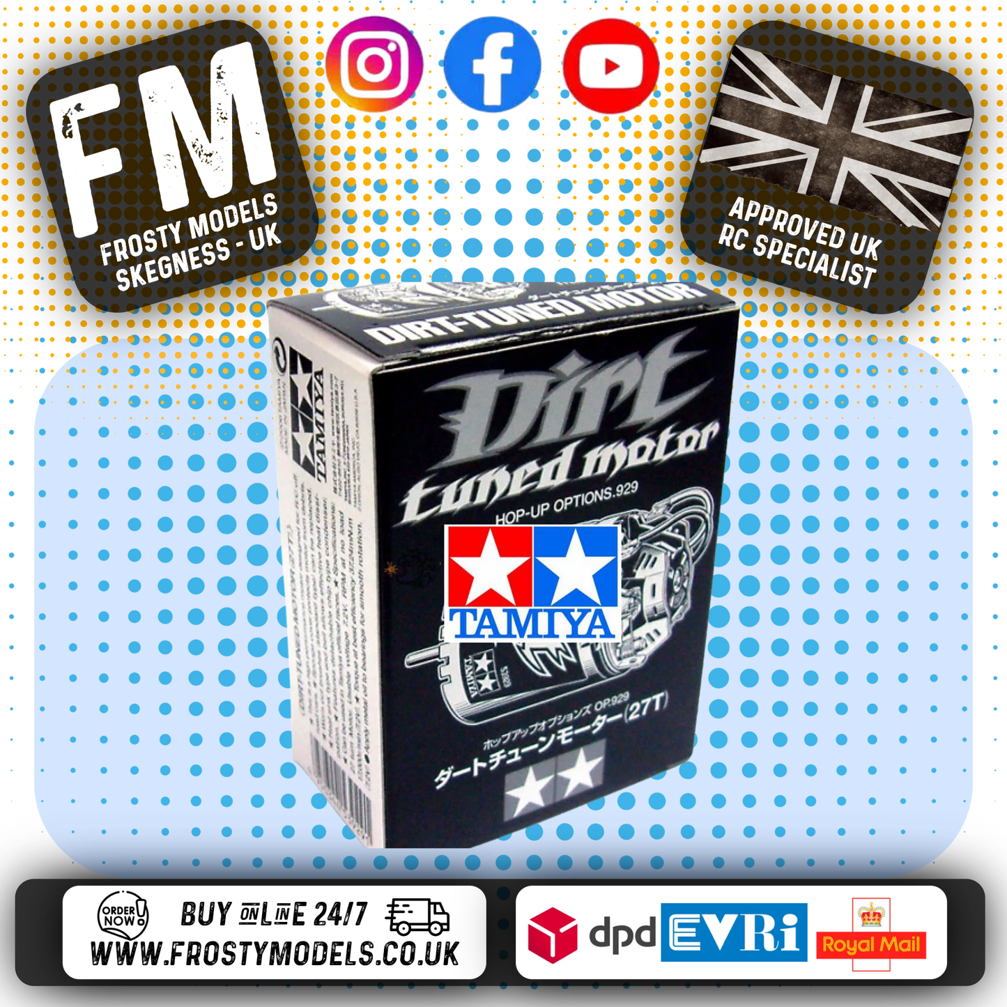 TAMIYA 53929 - RC DIRT TUNED MOTOR 27T BRUSHED 540 TYPE - RPM 17,000 (REBUILDABLE)