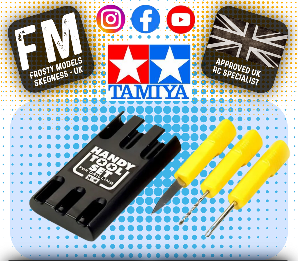 TAMIYA 74057 - RC PORTABLE TOOLS SET (2MM DRILL, 2MM DRIVER & REAMER) & CASE