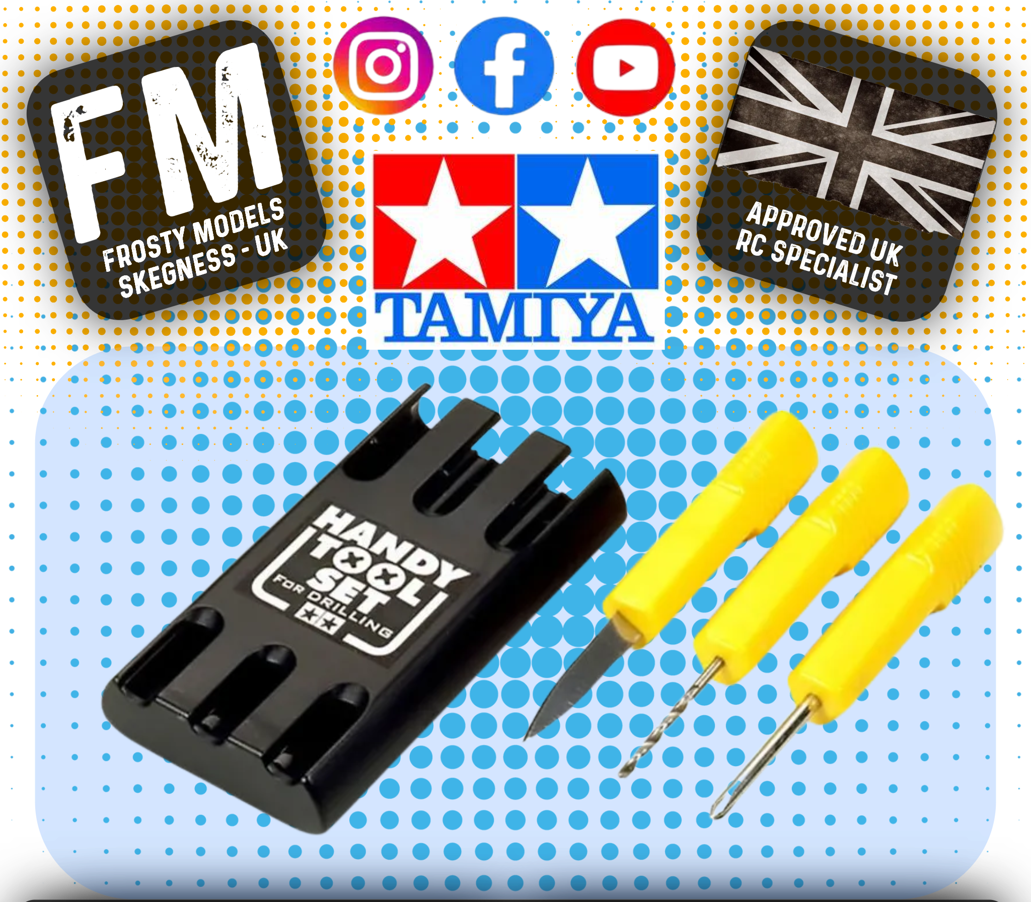 TAMIYA 74057 - RC PORTABLE TOOLS SET (2MM DRILL, 2MM DRIVER & REAMER) & CASE