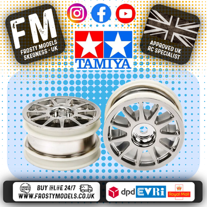 TAMIYA 54824 - TT01E RC 1/14 EURO TRUCK WHEELS (CHROME) 2PCS (M-Chassis Mini)