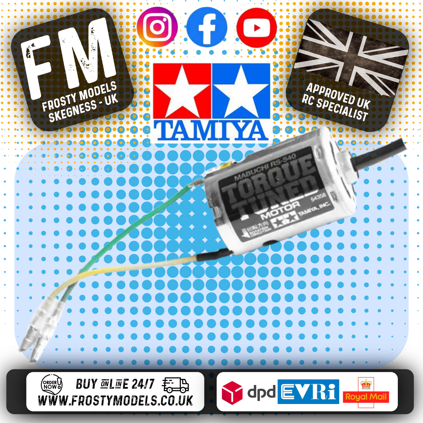 TAMIYA 54358 - RS 540 TORQUE TUNED MOTOR 25T (FOR TTO1E EURO TRUCK) RPM 16,000