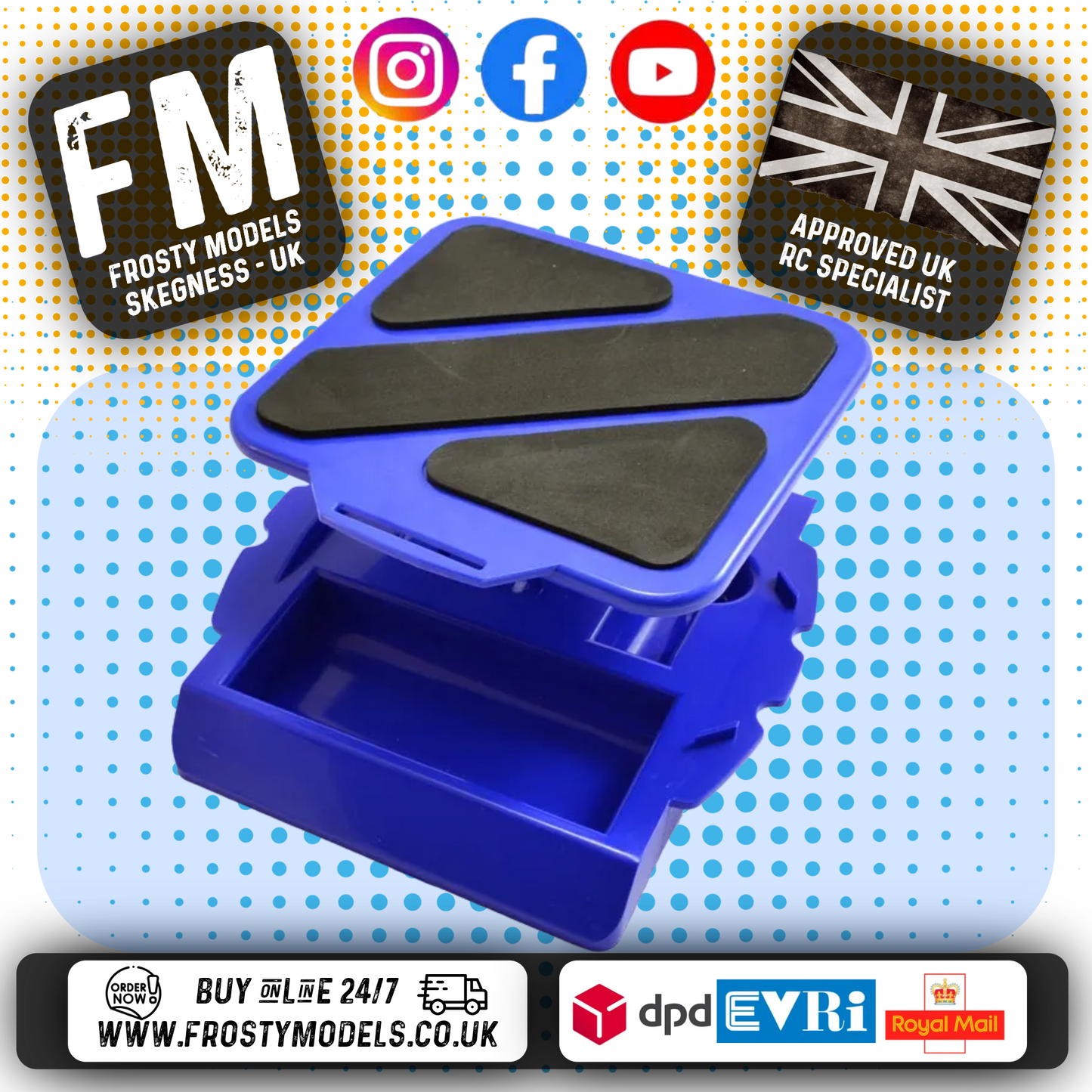 FASTRAX - 1/10 CAR/BUGGY ROTATING PIT STAND Orange/Blue/Yellow - FAST90