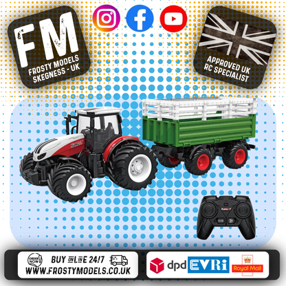 KORODY - RC 1:24 TRACTOR WITH LIVESTOCK TRANSPORT VEHICLE TRAILER W/LED LIGHTS - K-6644K