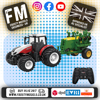 KORODY - RC 1:24 TRACTOR WITH SEEDING TRAILER W/LED LIGHTS - K-6646K