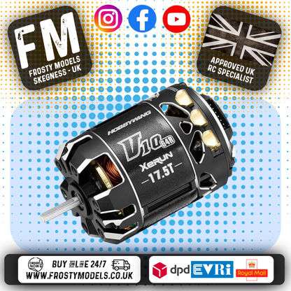 HOBBYWING - XERUN V10 17.5T BLACK G4R BRUSHLESS SENSORED MOTOR - HW30401748 (FOR 1/10 & 1/12 STOCK CLASSES)