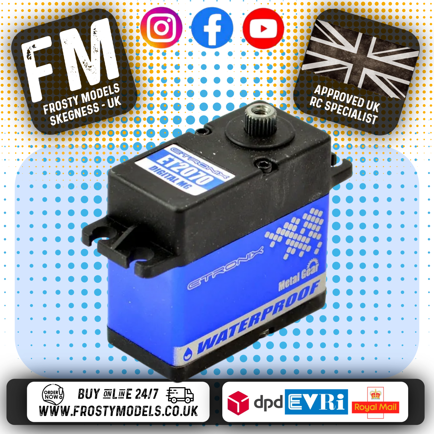 ETRONIX - High Torque 21.8KG/0.16S STD DIGITAL SERVO METAL GEAR WATERPROOF (25T Standard Size Spline) ET2070