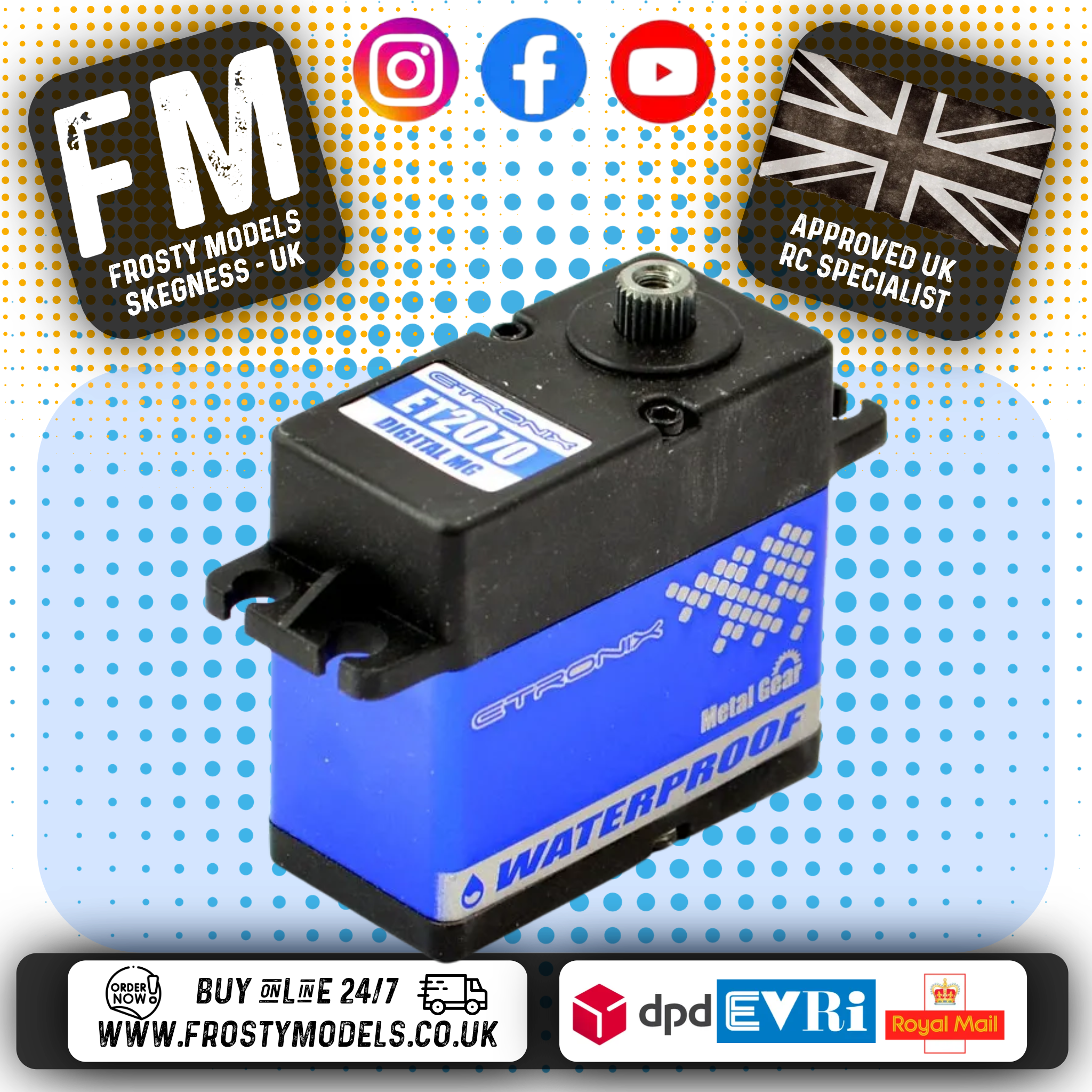 ETRONIX - High Torque 21.8KG/0.16S STD DIGITAL SERVO METAL GEAR WATERPROOF (25T Standard Size Spline) ET2070
