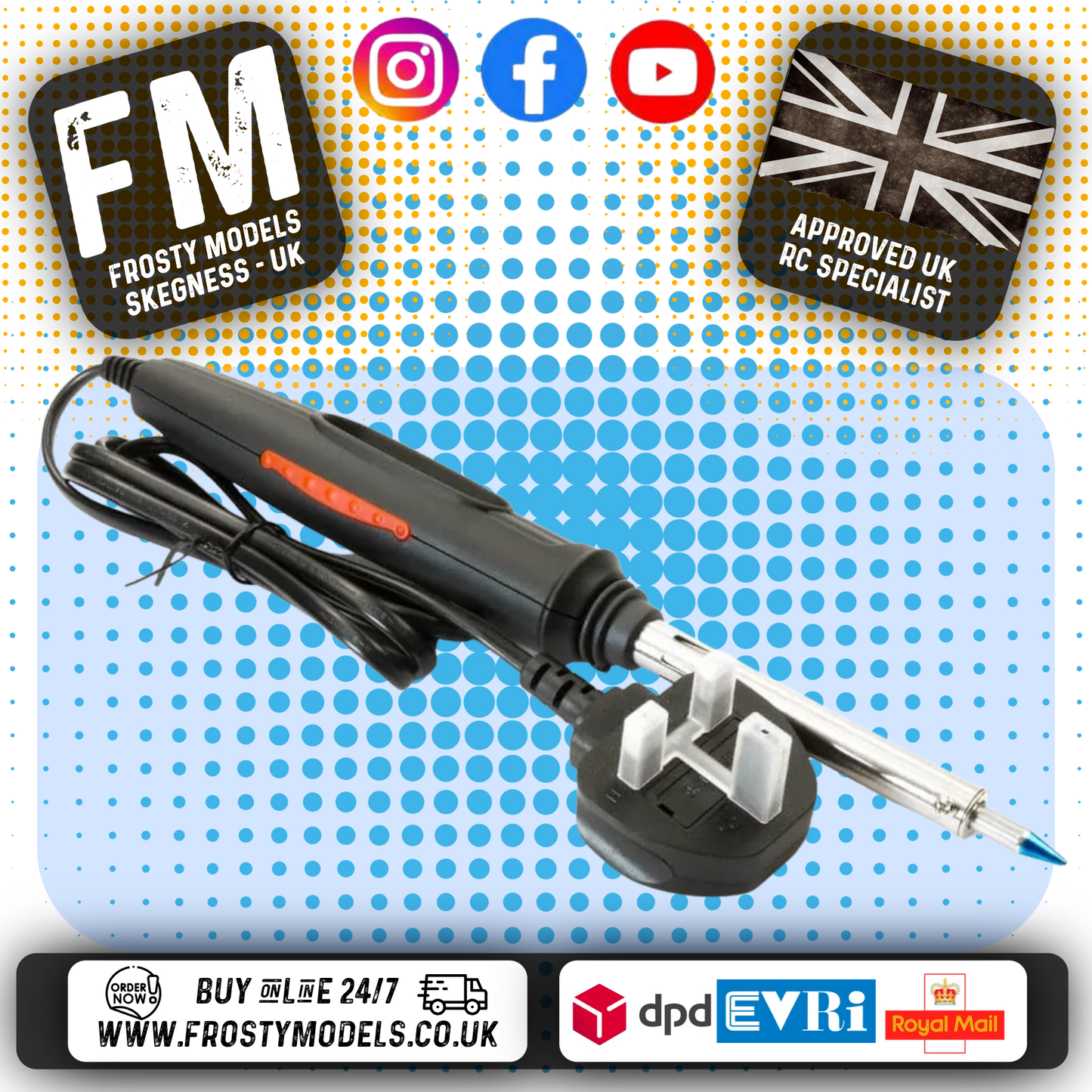 PROLUX - 60W WATT SOLDERING IRON W/STAND, UK 3-PIN 240V - PX1351AGB