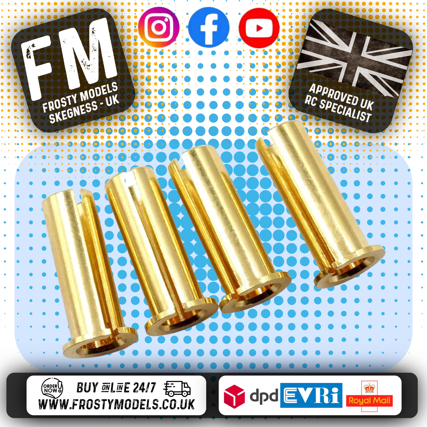 Yeah Racing - 5mm to 4mm Battery Conversion Plug (4pcs) - WPT-0149
