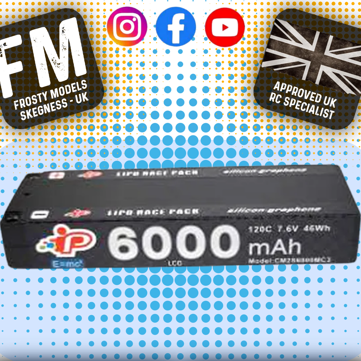 INTELLECT - LIPO BATTERY LIHV 6000MAH 2S 22.1MM 7.6V 5MM BALANCE LEAD - IPCM2S6000MC3