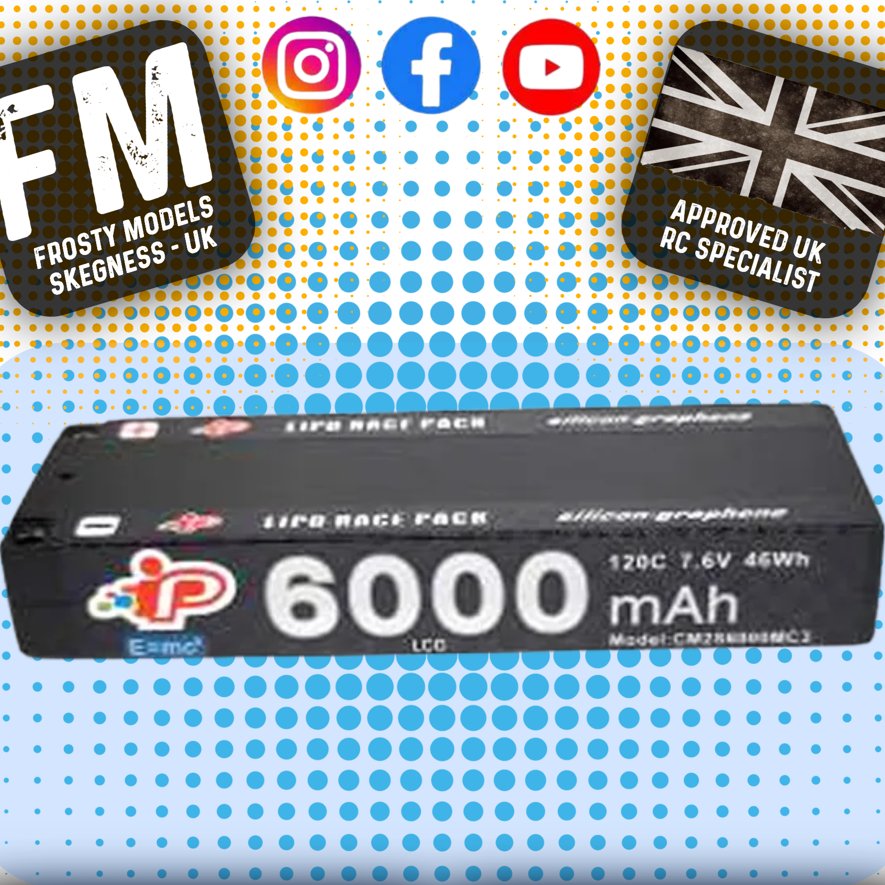 INTELLECT - LIPO BATTERY LIHV 6000MAH 2S 22.1MM 7.6V 5MM BALANCE LEAD - IPCM2S6000MC3