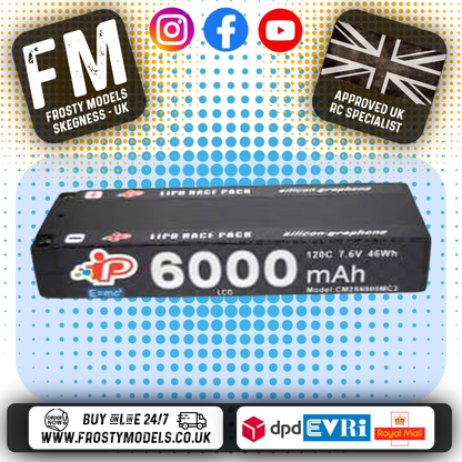 INTELLECT - LIPO BATTERY LIHV 6000MAH 2S 22.1MM 7.6V 5MM BALANCE LEAD - IPCM2S6000MC3
