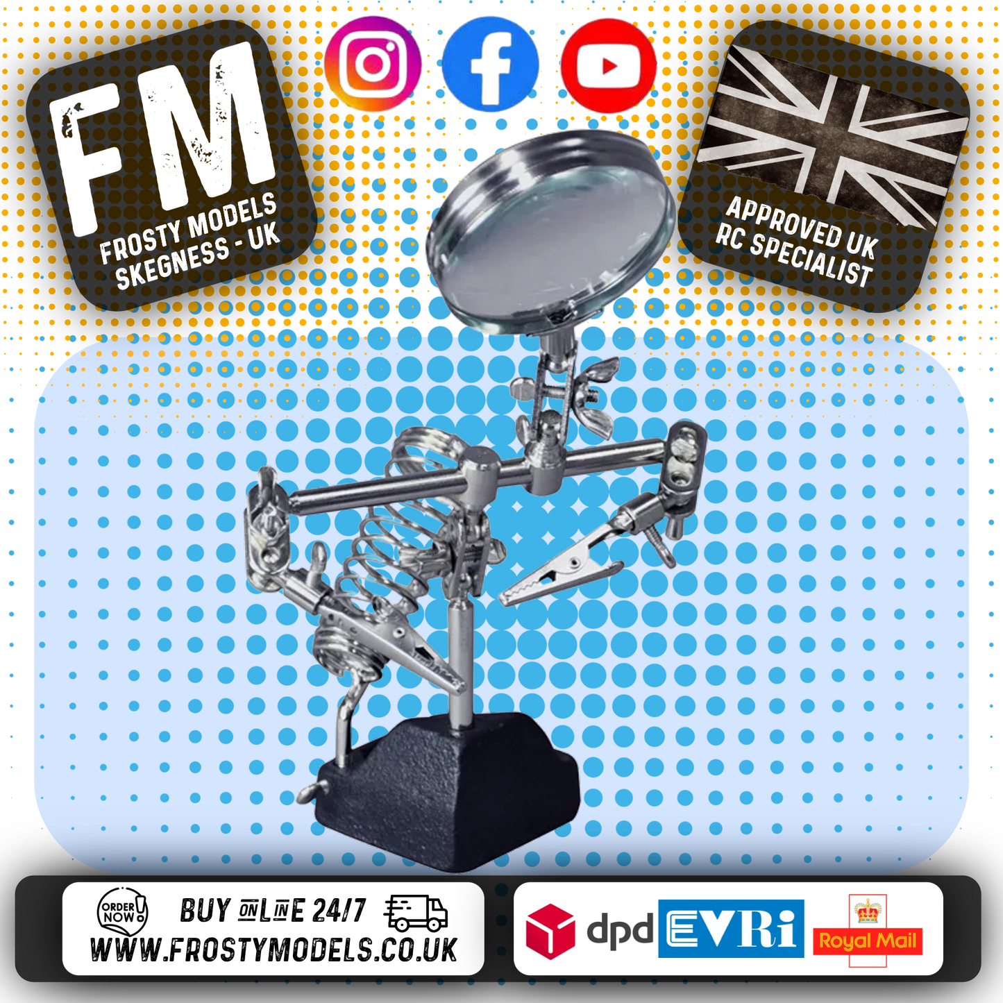 CML - HELPING HANDS W/MAGNIFIER SOLDERING IRON REST & 2 ARMS - CML270